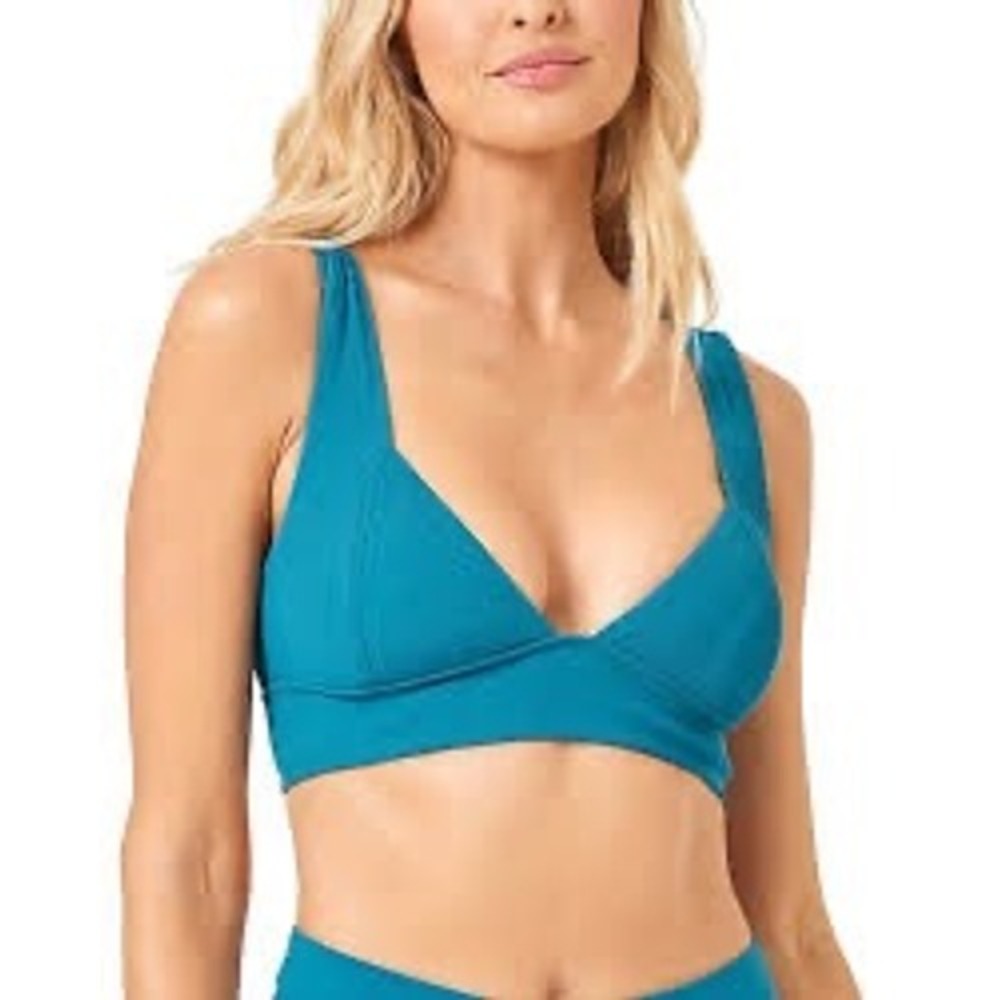 L*Space Hailey Bikini Top Mediterranean Blue Ribbed RHHIT24 NWT Womens Medium